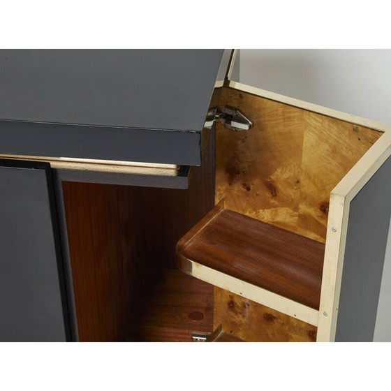 Image 1 of Vintage black lacquer and brass sideboard by Jean Claude Mahey for Roche Bobois, 1970