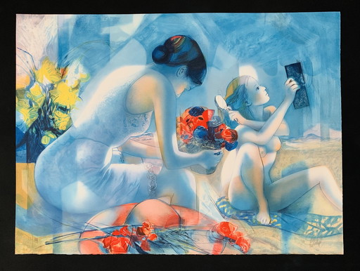 Jean-Baptiste Valadié, "Les Muses En Bleu." Signed And Numbered 31/199. In Excellent Condition.