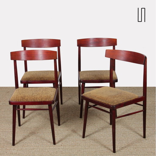 Set of 4 vintage Czech chairs by Ton, 1970