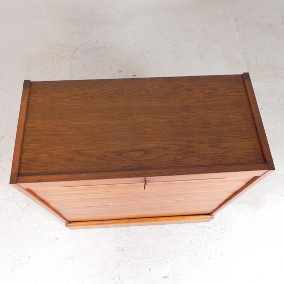 Image 1 of Oak Shutter Cabinet With 1 Shutter, 90 Cm High, 1950s