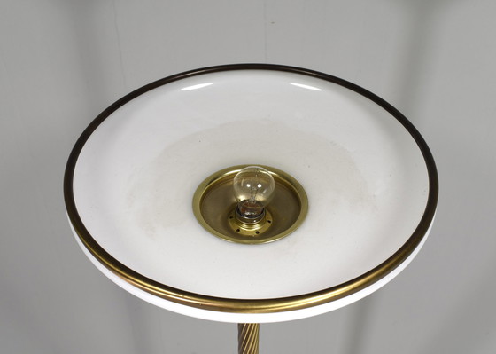 Image 1 of Relco Milano Turned Brass / Opaline glass floor lamp – Italy, circa 1970