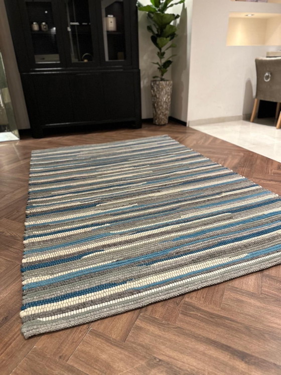 Image 1 of Veer Carpets Handwoven 280 Blue Rug