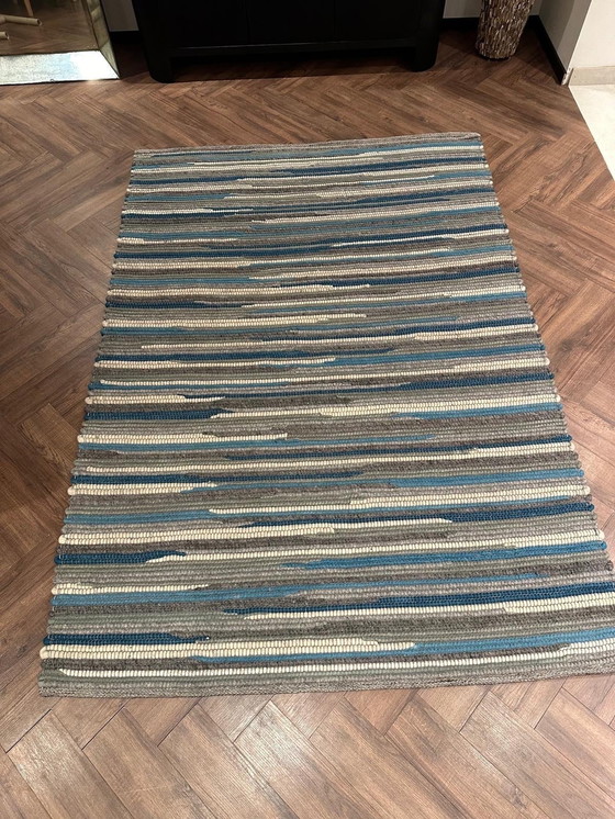 Image 1 of Veer Carpets Handwoven 280 Blue Rug