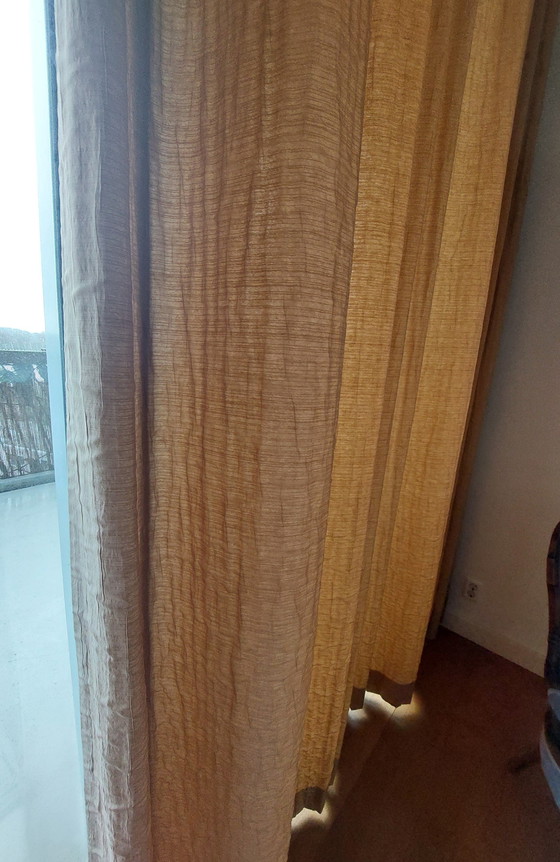 Image 1 of Elegant Caramel Gold Brown Curtains Two Parts Of 4 Meters High And 2.50 Meters Wide