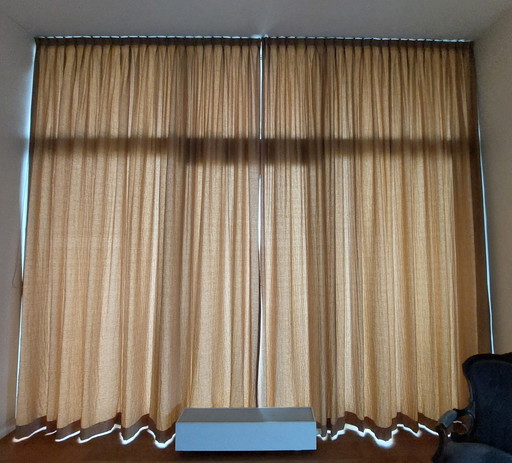 Elegant Caramel Gold Brown Curtains Two Parts Of 4 Meters High And 2.50 Meters Wide