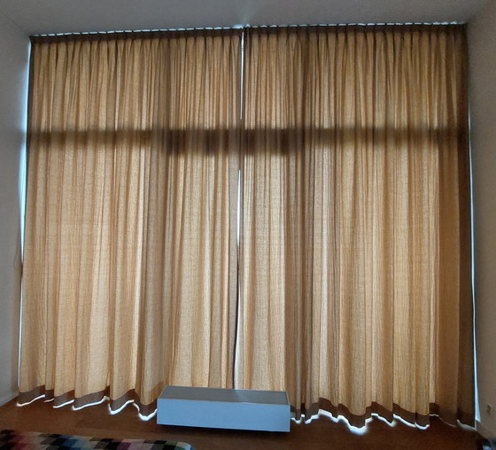 Image 1 of Elegant Caramel Gold Brown Curtains Two Parts Of 4 Meters High And 2.50 Meters Wide