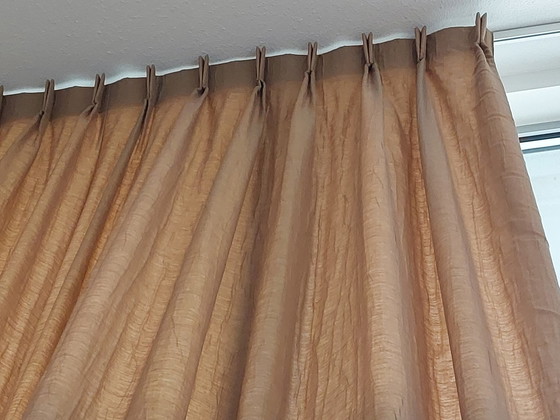 Image 1 of Elegant Caramel Gold Brown Curtains Two Parts Of 4 Meters High And 2.50 Meters Wide