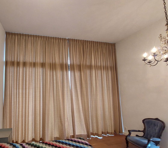 Image 1 of Elegant Caramel Gold Brown Curtains Two Parts Of 4 Meters High And 2.50 Meters Wide