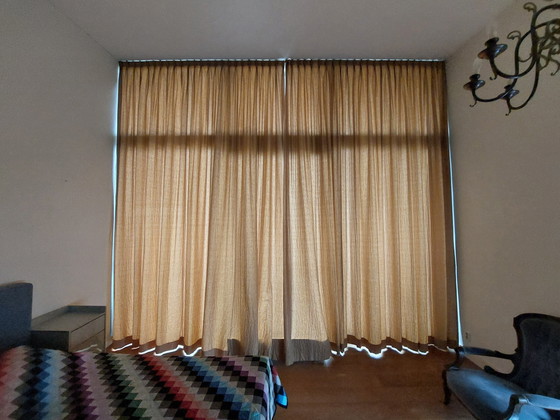 Image 1 of Elegant Caramel Gold Brown Curtains Two Parts Of 4 Meters High And 2.50 Meters Wide