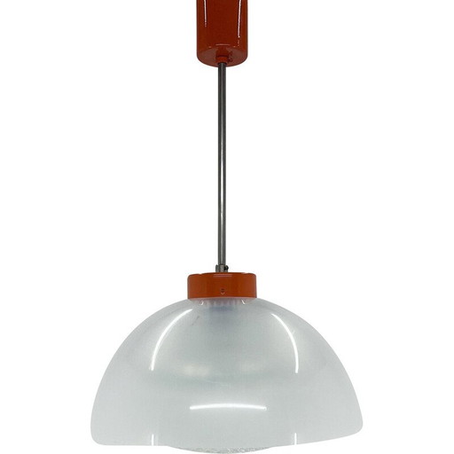Mid-century plastic and glass pendant lamp, Czechoslovakia