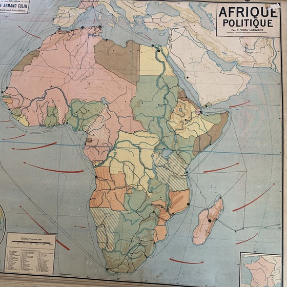 Image 1 of Vintage geographical map "Political Africa - n°17 ​​and 17 bis" by Vidal Lablache, 1930