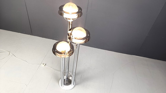 Image 1 of Space age chromed and glass floor lamp, 1970s