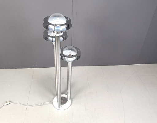 Space age chromed and glass floor lamp, 1970s