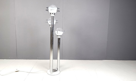 Image 1 of Space age chromed and glass floor lamp, 1970s