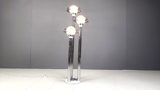 Image 1 of Space age chromed and glass floor lamp, 1970s