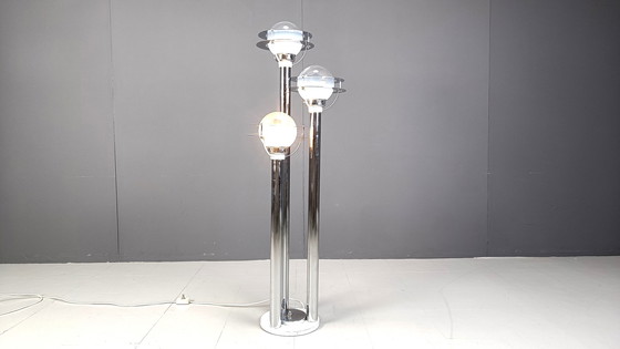 Image 1 of Space age chromed and glass floor lamp, 1970s