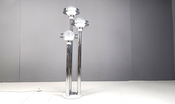 Image 1 of Space age chromed and glass floor lamp, 1970s