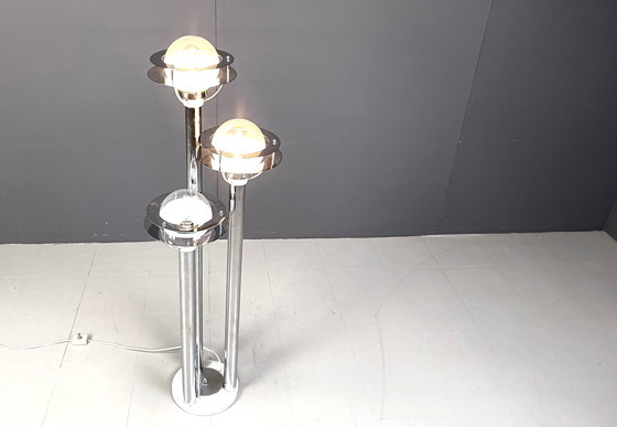 Image 1 of Space age chromed and glass floor lamp, 1970s