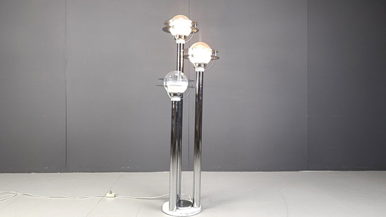 Image 1 of Space age chromed and glass floor lamp, 1970s