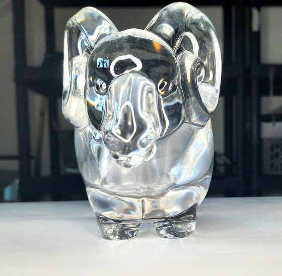 Image 1 of Vintage 1970/80 Crystal Aries Mark Art Vannes France Bowl, Trinket, Ashtray, Presse Paper, Sculpture