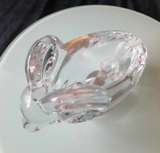 Image 1 of Vintage 1970/80 Crystal Aries Mark Art Vannes France Bowl, Trinket, Ashtray, Presse Paper, Sculpture