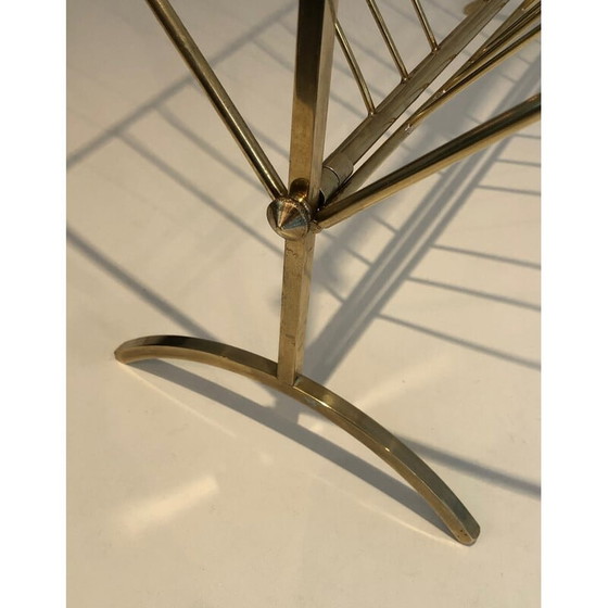 Image 1 of Vintage brass and wood magazine rack, 1960