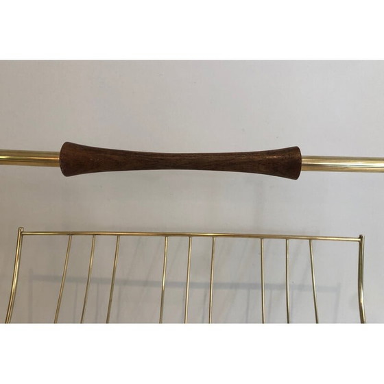 Image 1 of Vintage brass and wood magazine rack, 1960