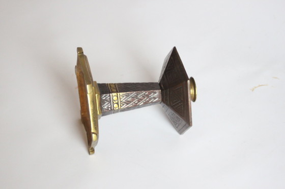 Image 1 of Hexagonal Art Deco Brass Candle Sticks, 1920S