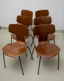 6x Fritz Hansen Hammer Chair Arne Jacobsen