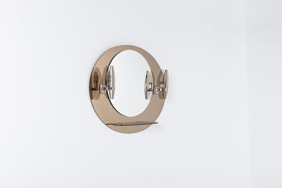 Image 1 of Mid-Century Modern Italian Wall Mirror with Sconces from Veca, 1960s