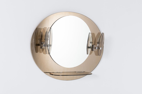 Image 1 of Mid-Century Modern Italian Wall Mirror with Sconces from Veca, 1960s