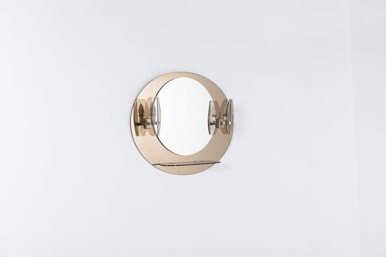 Image 1 of Mid-Century Modern Italian Wall Mirror with Sconces from Veca, 1960s