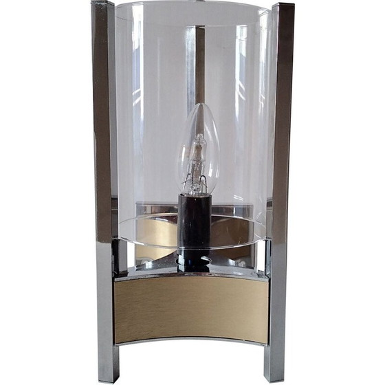 Image 1 of Lampada da parete triangolare vintage in ottone e vetro di Gaetano Sciolari