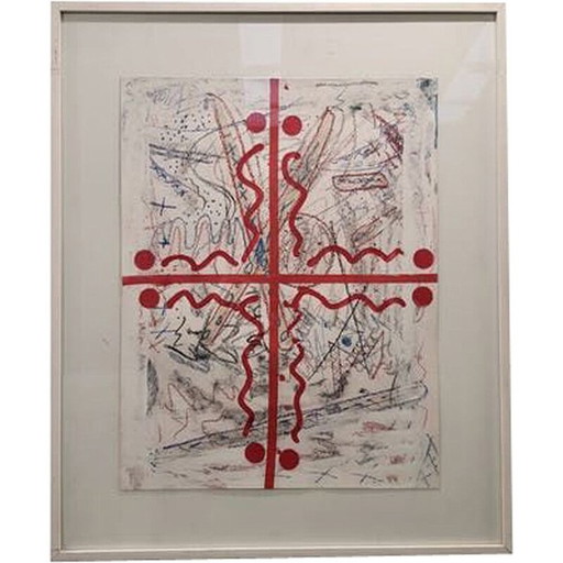 Cuadro abstracto vintage de Johan Desimpele, 1949