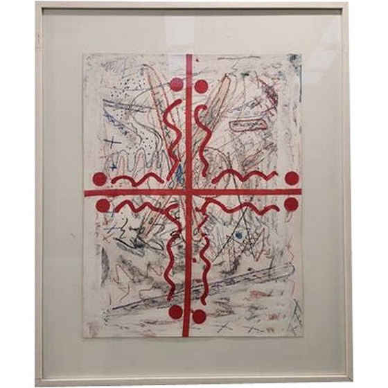 Image 1 of Dipinto astratto vintage di Johan Desimpele, 1949