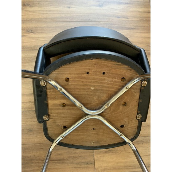 Image 1 of Vintage armchair in black skai, 1960
