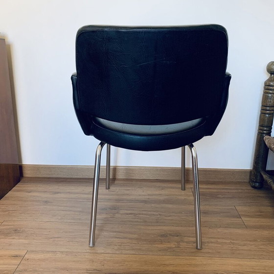 Image 1 of Vintage armchair in black skai, 1960