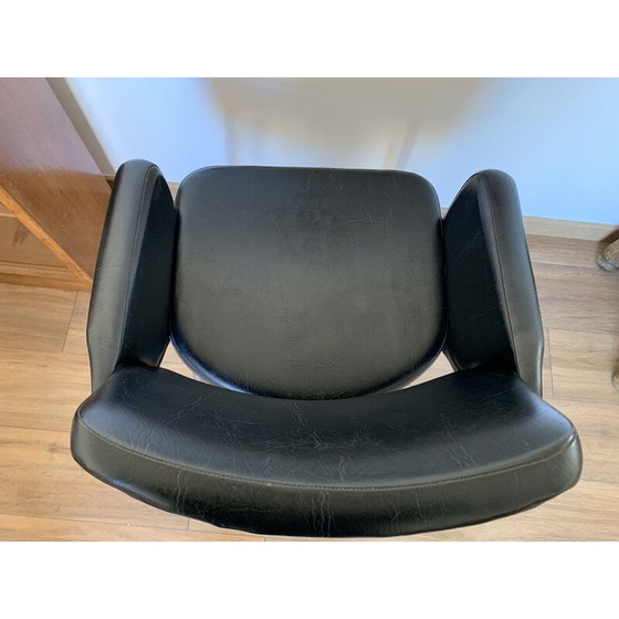 Image 1 of Vintage armchair in black skai, 1960