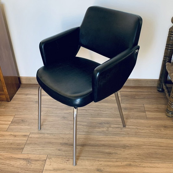 Image 1 of Vintage armchair in black skai, 1960