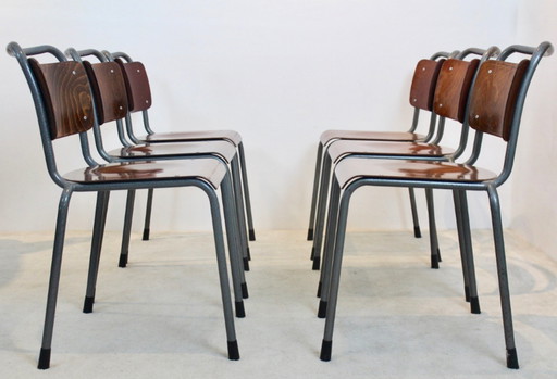 Stock of ‘TH-Delft’ Industrial Plywood Chairs by W.H. Gispen, 16pcs