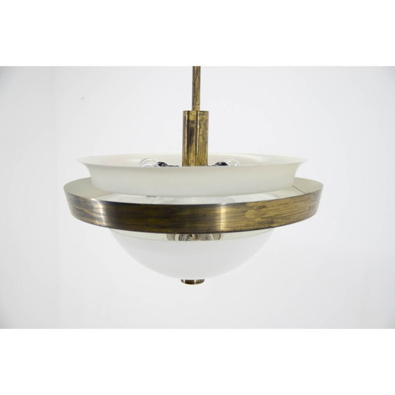 Image 1 of Vintage Bauhaus chandelier in patinated brass by Ias, Czechoslovakia 1930s
