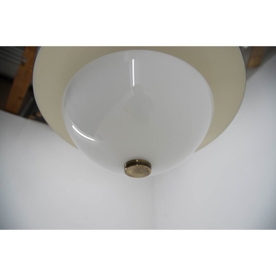 Image 1 of Vintage Bauhaus chandelier in patinated brass by Ias, Czechoslovakia 1930s