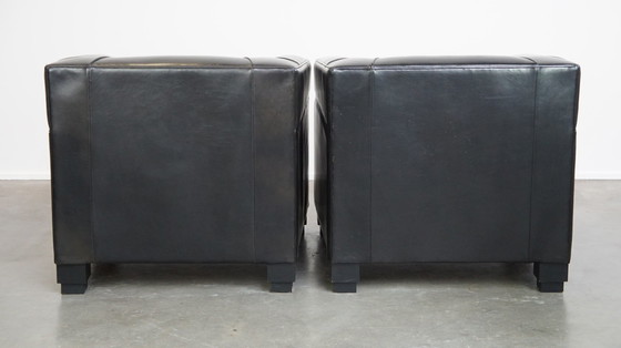 Image 1 of 2 X Black Sheep Leather Art Deco Design Armchair/ Armchair