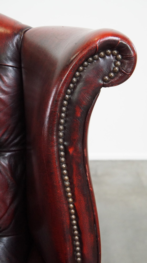 Image 1 of Large Red Chesterfield Ear Armchair