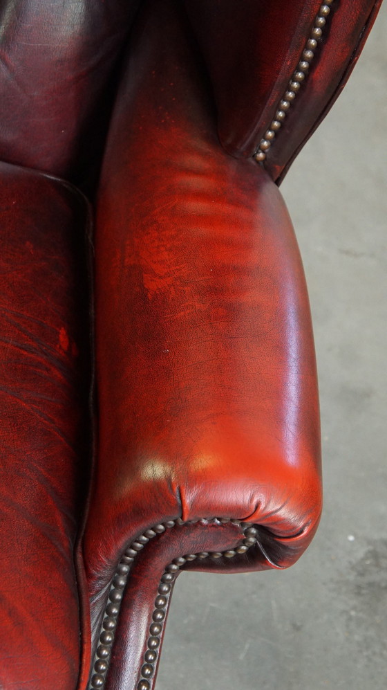 Image 1 of Large Red Chesterfield Ear Armchair