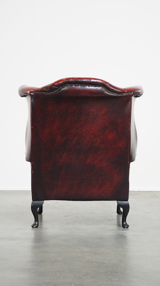 Image 1 of Large Red Chesterfield Ear Armchair