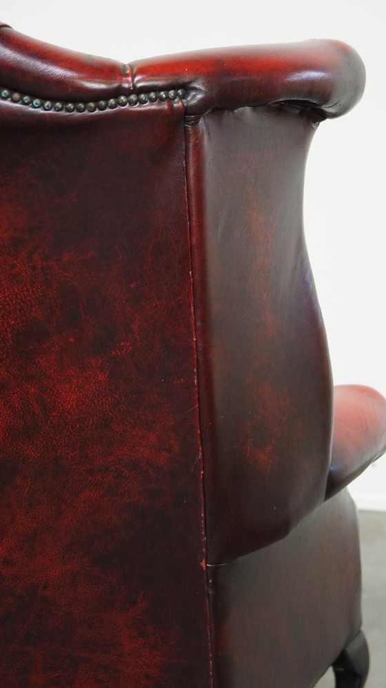 Image 1 of Large Red Chesterfield Ear Armchair