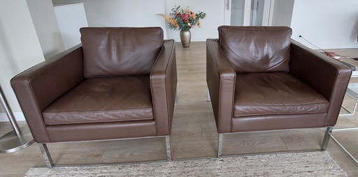 2x Fauteuil Artifort Modèle C905/2 Cuir Tolo marron foncé Espresso