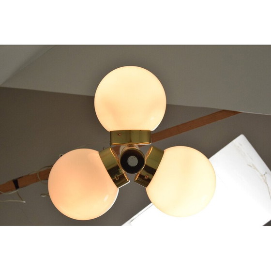 Image 1 of Lampadario vintage in metallo, ottone e vetro di Instala Decin, Cecoslovacchia, anni '70