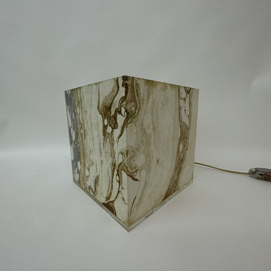 Image 1 of Mid-century lucite cube table lamp , 1970s